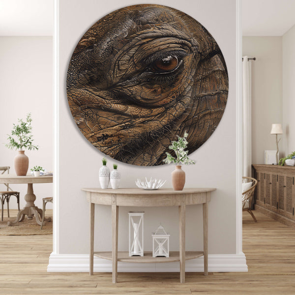 Realistisch schilderij van een dierenoog aluminium muurcirkel
