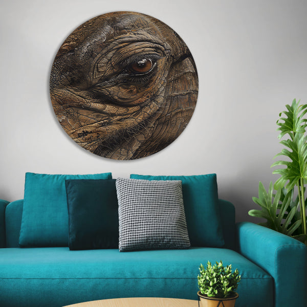 Realistisch schilderij van een dierenoog aluminium muurcirkel