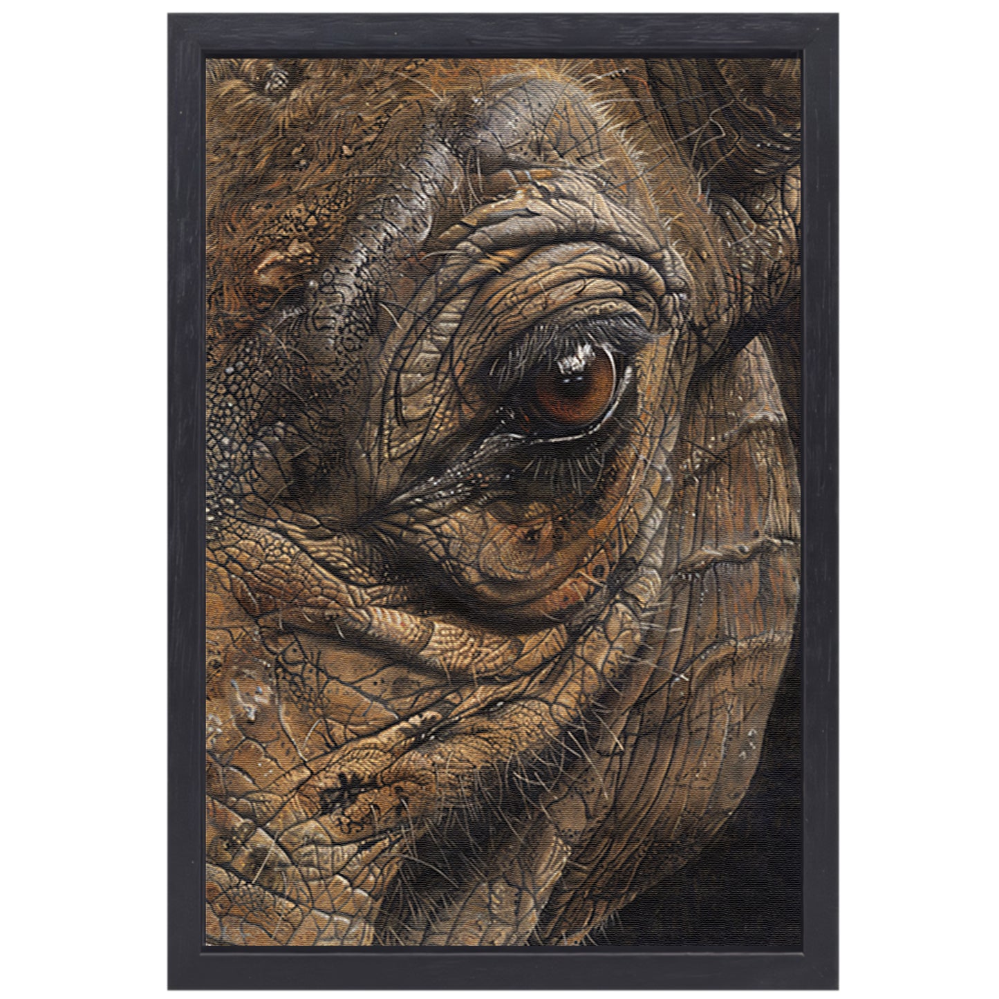 Realistisch schilderij van een dierenoog canvas met baklijst