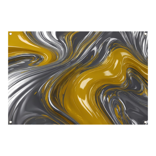 Zilveren en gele abstracte dynamiek tuinposter