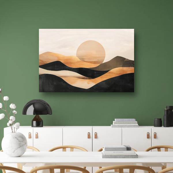 Zonsondergang Heuvels Abstract Monochroom canvas