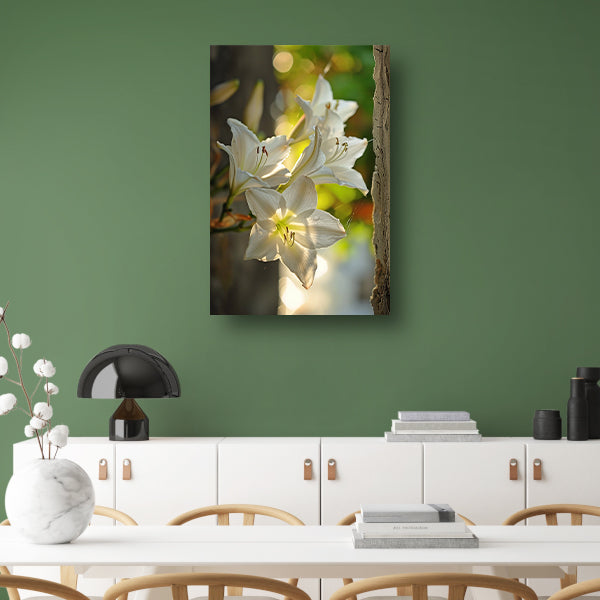 Witte lelies in de zomerzon acrylglas