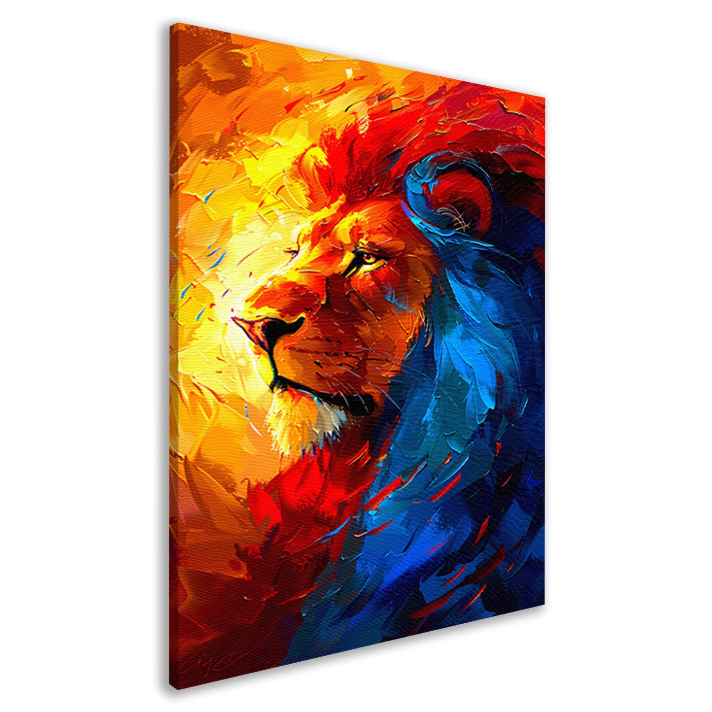Kleurrijk abstract schilderij van een leeuw canvas