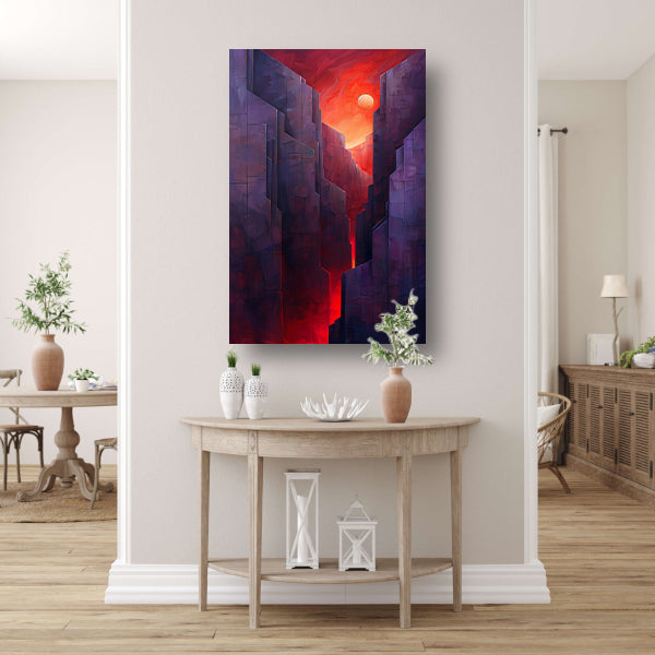 Futuristische canyon bij zonsondergang acrylglas
