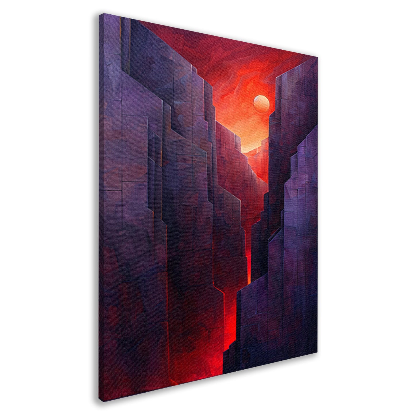 Futuristische canyon bij zonsondergang canvas