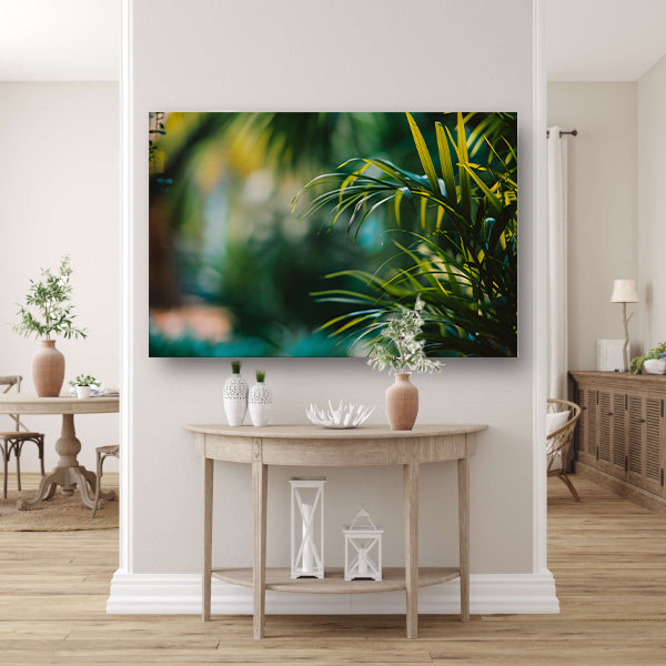 Natuurlijke groene bladeren in zachte focus acrylglas
