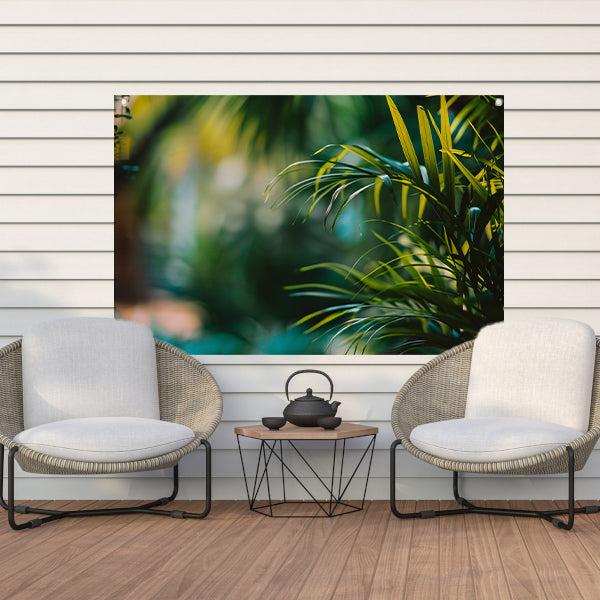 Natuurlijke groene bladeren in zachte focus tuinposter