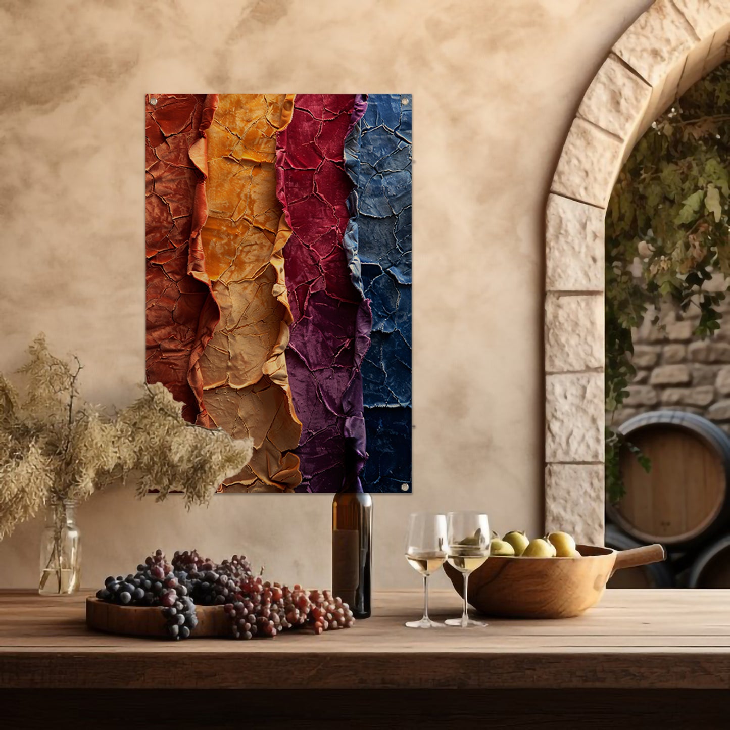 Abstract met levendige kleuren en textuur tuinposter