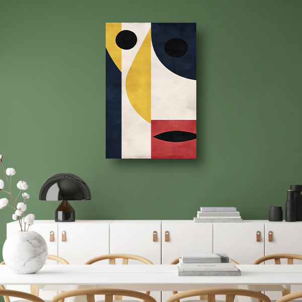 Abstract geometrisch gezicht met sterke contrasten acrylglas