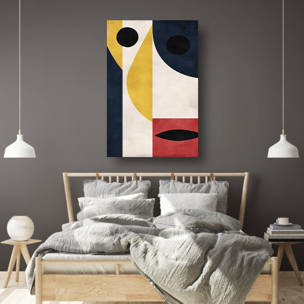 Abstract geometrisch gezicht met sterke contrasten acrylglas