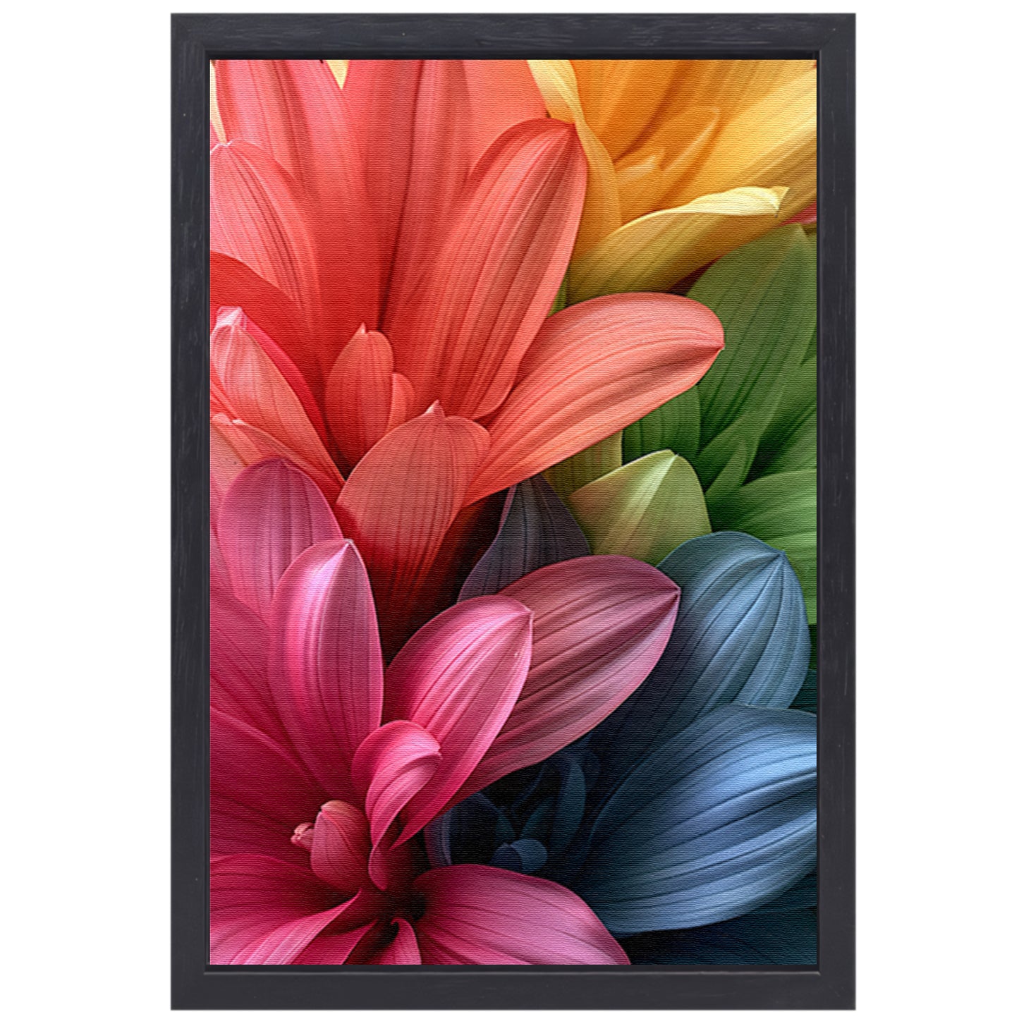 Abstract bloemen in levendige kleuren canvas met baklijst
