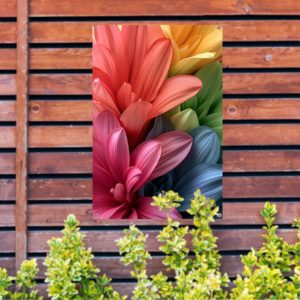 Abstract bloemen in levendige kleuren tuinposter