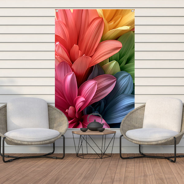 Abstract bloemen in levendige kleuren tuinposter
