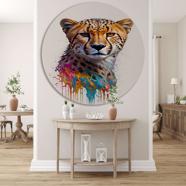 Abstract Cheetah in Kleurexplosie forex muurcirkel