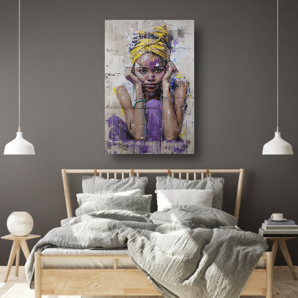 Realistisch schilderij van een Afrikaanse vrouw poster