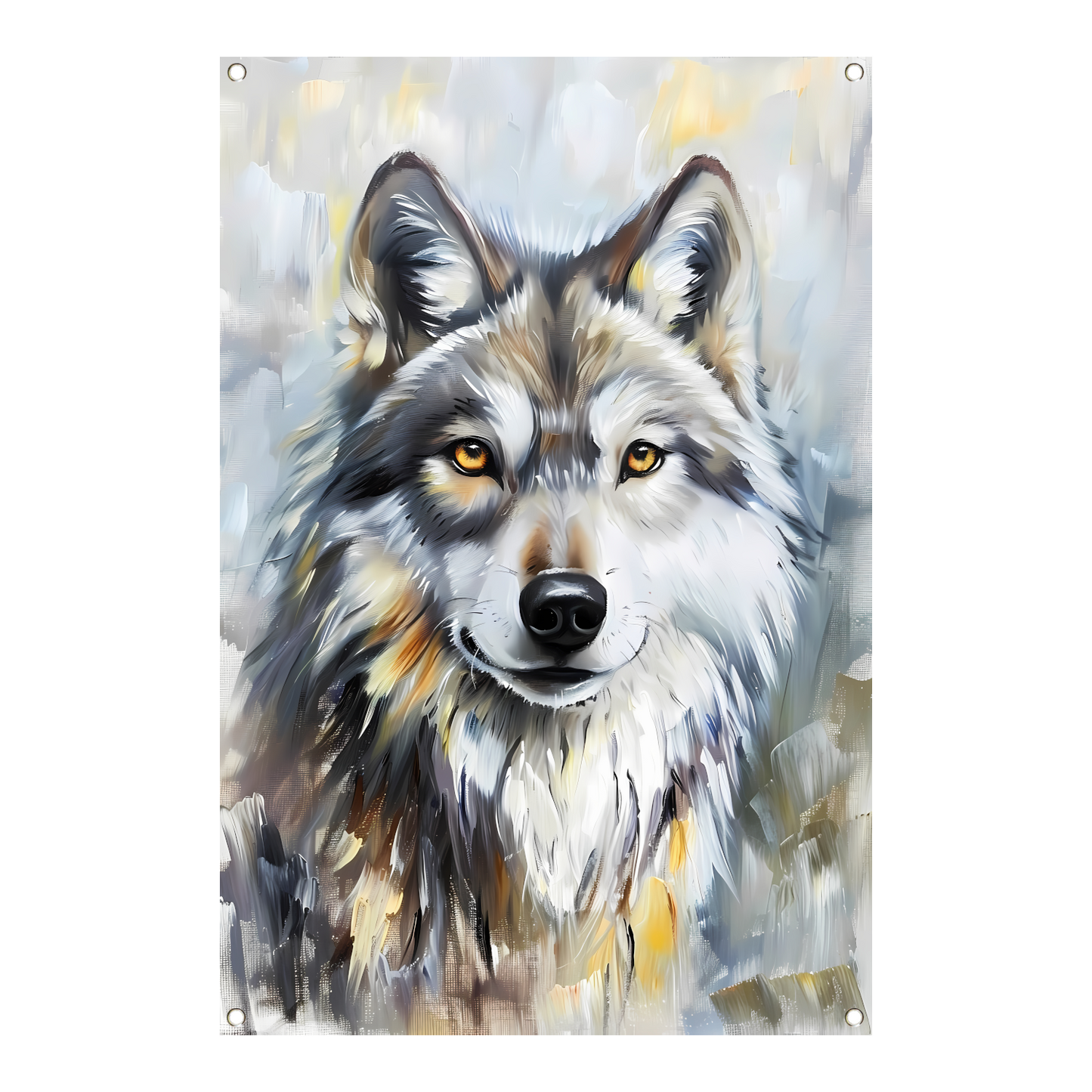 Realistisch schilderij van een wolf tuinposter