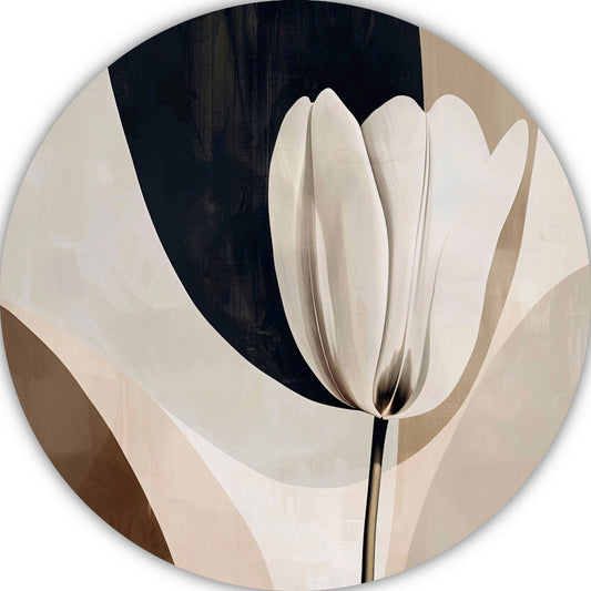 Abstracte Tulp in Monochrome Tinten aluminium muurcirkel