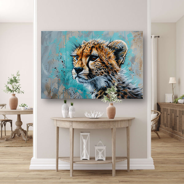 Dynamisch Pop Art schilderij van een cheetah poster