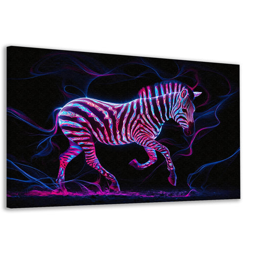 Fluorescerende zebra in neonkleuren kunstwerk canvas