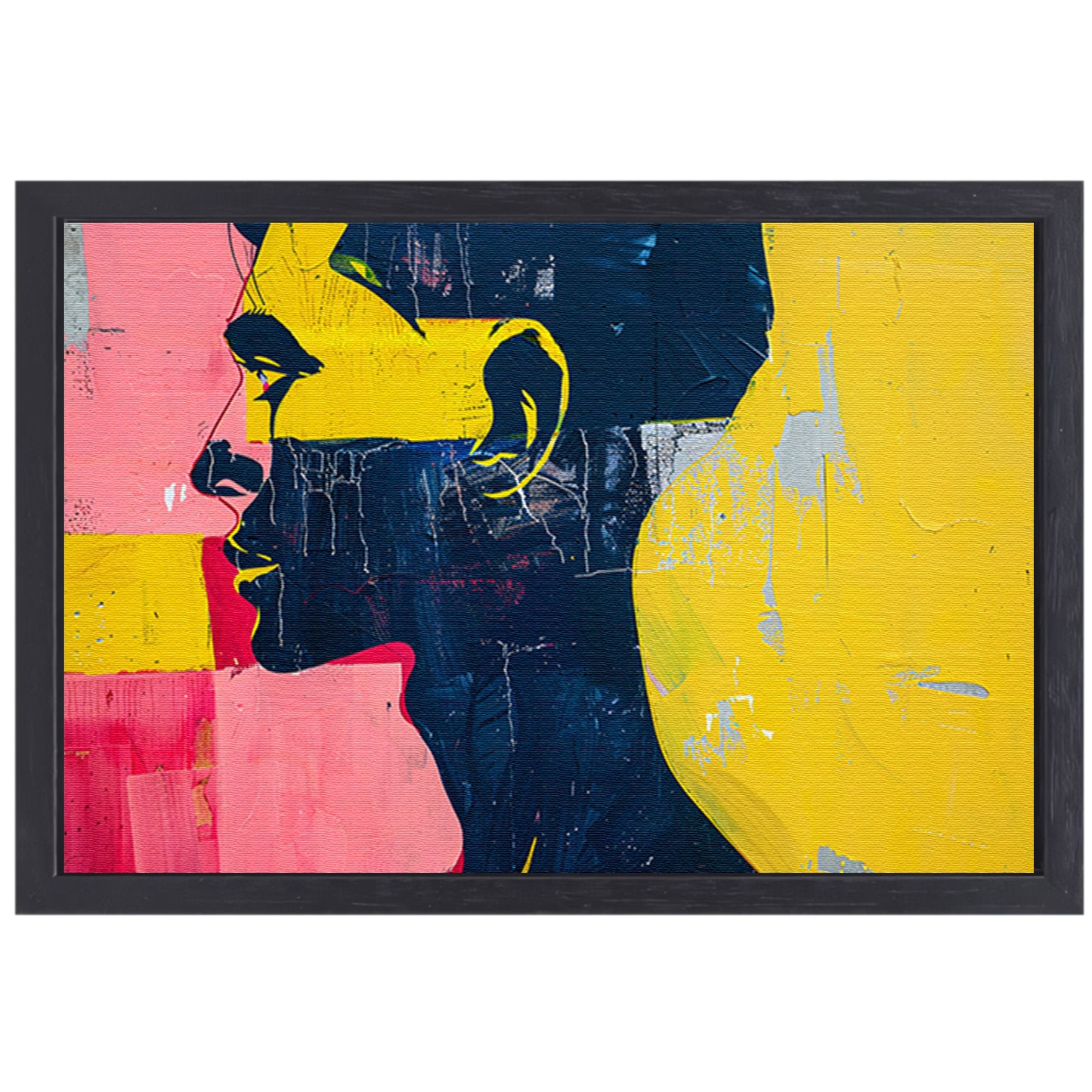 Kleurrijk abstract portret van een man canvas met baklijst
