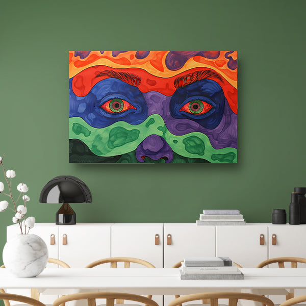 Hypnotische ogen in kleurrijke abstractie acrylglas