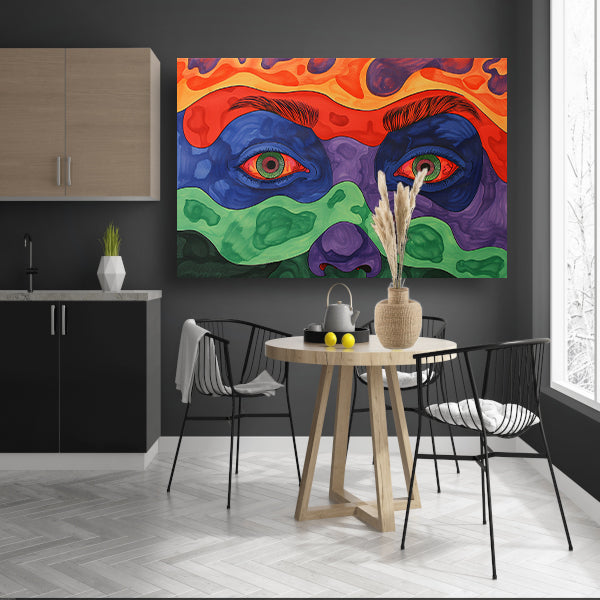 Hypnotische ogen in kleurrijke abstractie acrylglas
