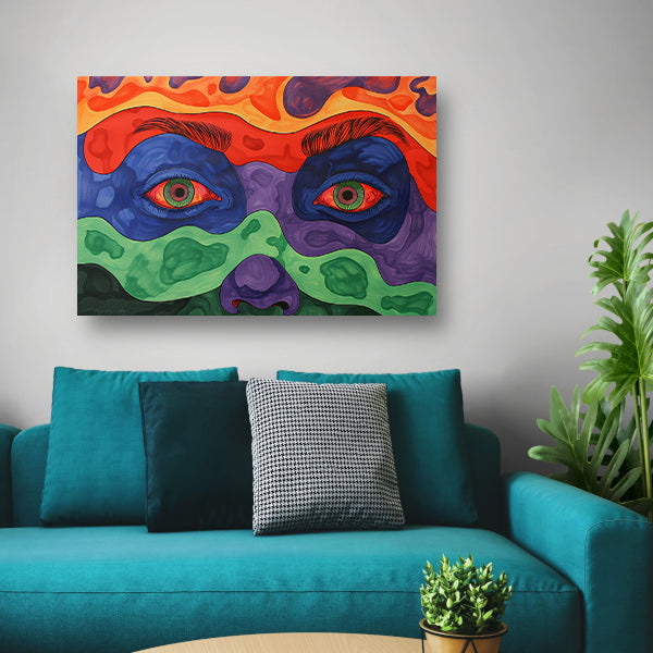 Hypnotische ogen in kleurrijke abstractie acrylglas