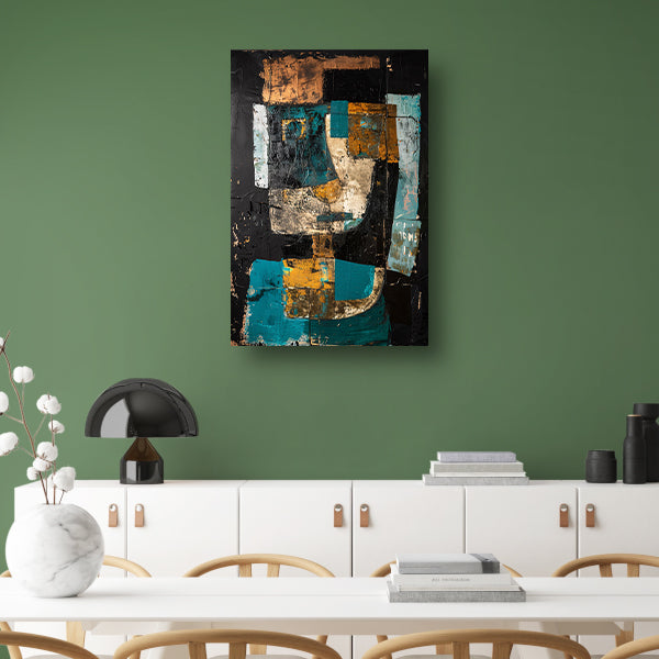 Abstract expressief portret in dynamische kleuren poster