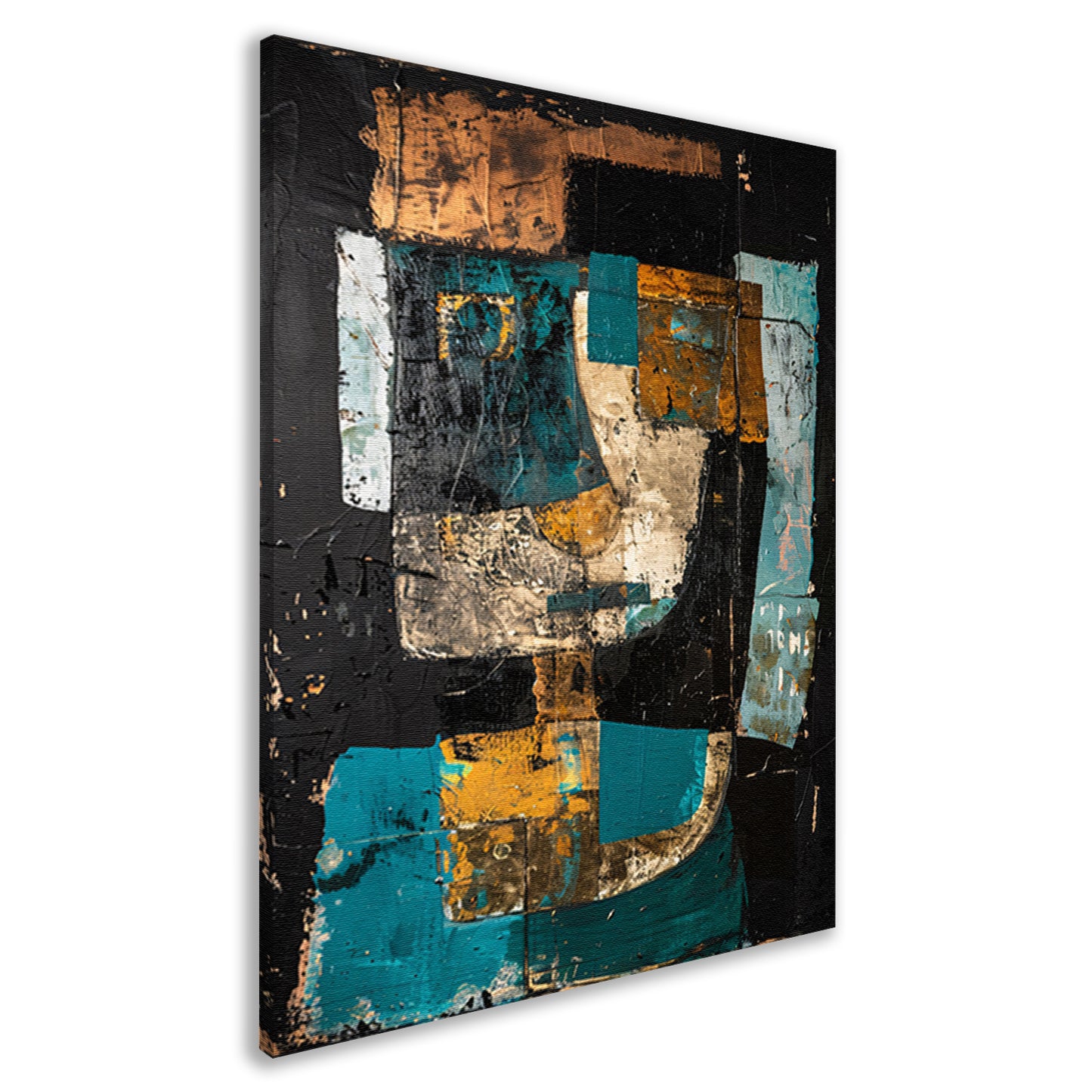 Abstract expressief portret in dynamische kleuren canvas