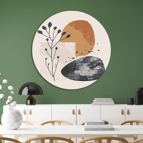 Abstract Kunst: Plant en Vormen aluminium muurcirkel