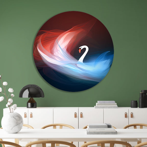 Minimalistische cirkelcompositie in primaire kleuren aluminium muurcirkel