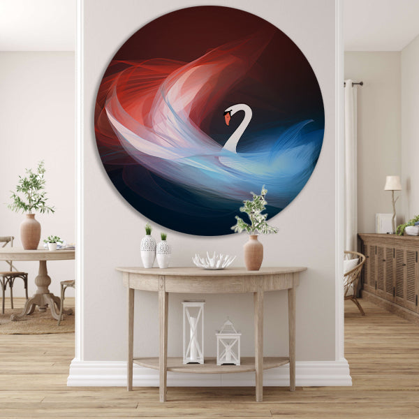 Minimalistische cirkelcompositie in primaire kleuren aluminium muurcirkel