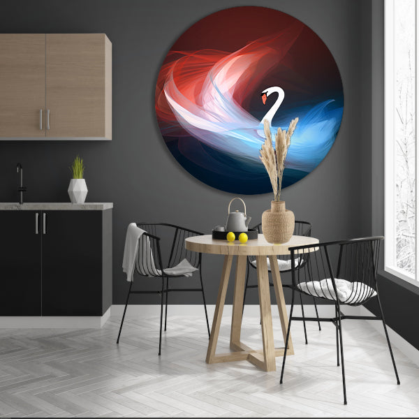 Minimalistische cirkelcompositie in primaire kleuren aluminium muurcirkel