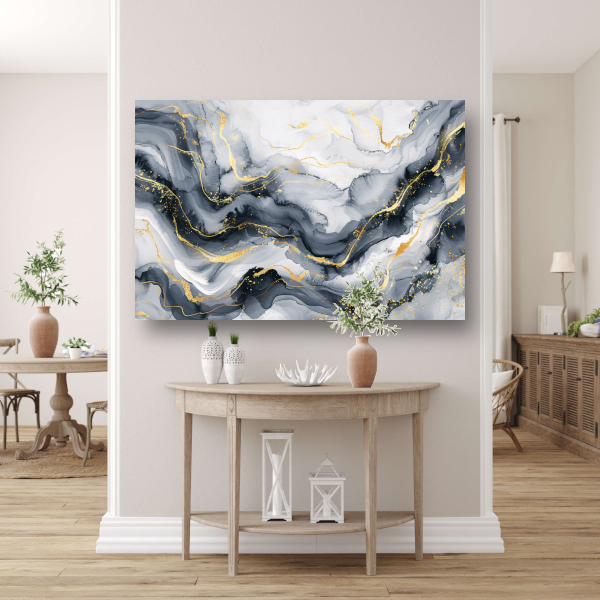 Abstracte Marmeren Pracht met Gouden Aders canvas