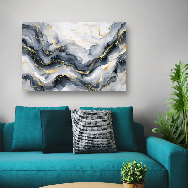 Abstracte Marmeren Pracht met Gouden Aders canvas
