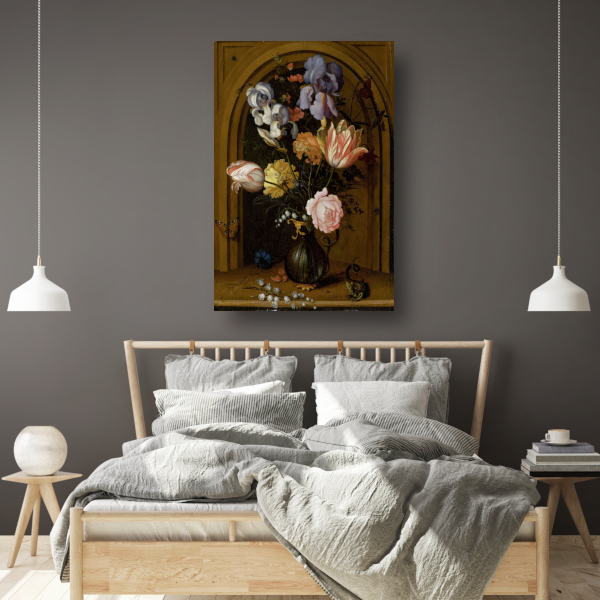 Stilleven in een glazen vaas - Balthasar van der Ast canvas met baklijst