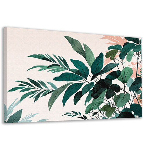Japandi stijl botanisch kunstwerk met bladeren canvas