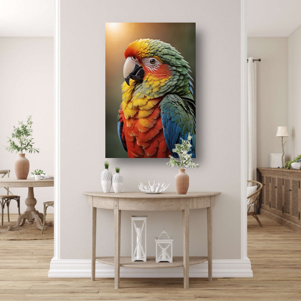 Kleurrijke papegaai bij zonsondergang canvas