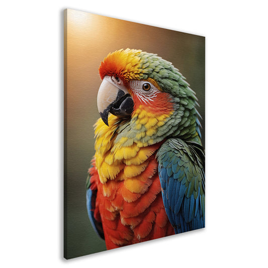 Kleurrijke papegaai bij zonsondergang canvas
