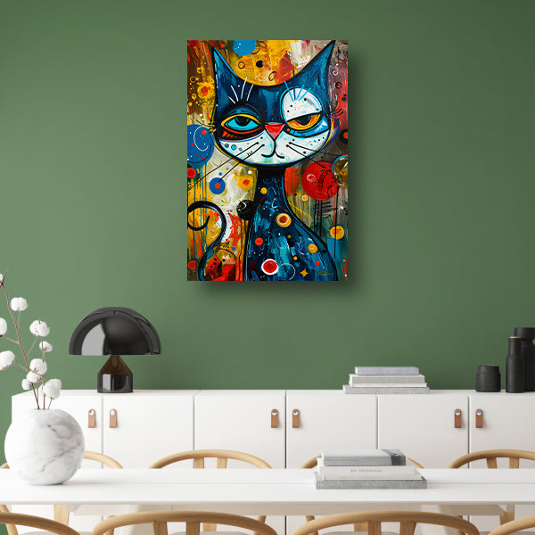 Kleurrijk Popart Schilderij van een Kat canvas