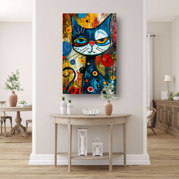 Kleurrijk Popart Schilderij van een Kat canvas