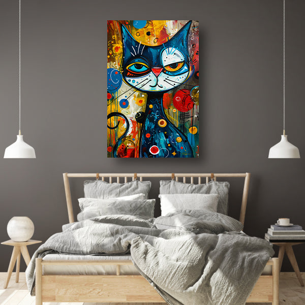Kleurrijk Popart Schilderij van een Kat poster
