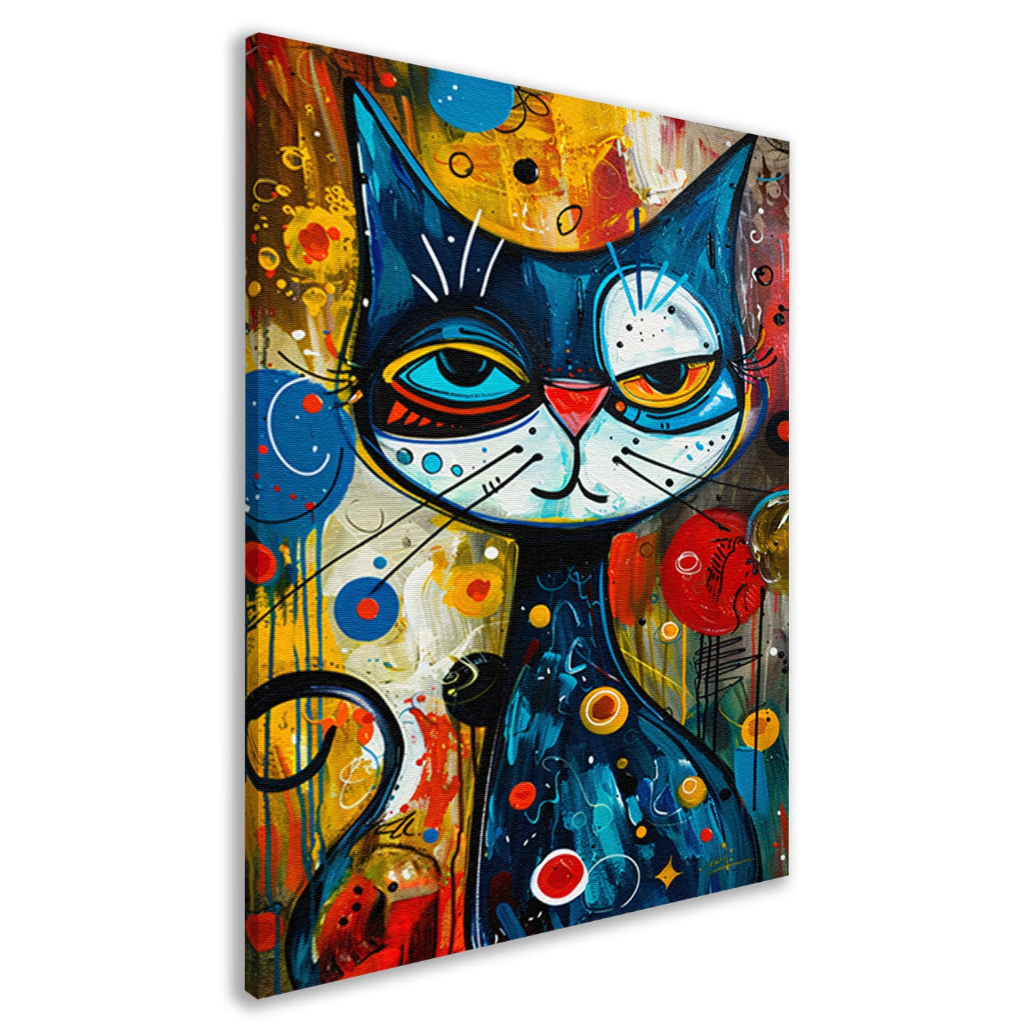 Kleurrijk Popart Schilderij van een Kat canvas