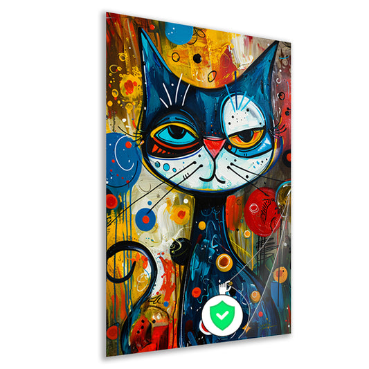 Kleurrijk Popart Schilderij van een Kat poster