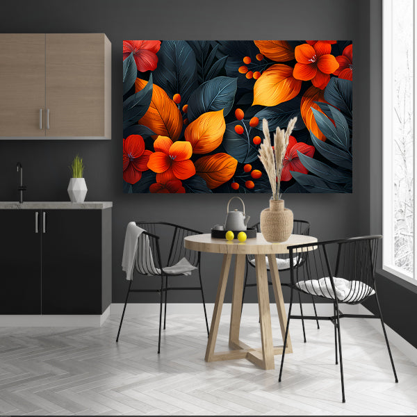Moderne Dans van Oranje en Rode Bloemen poster