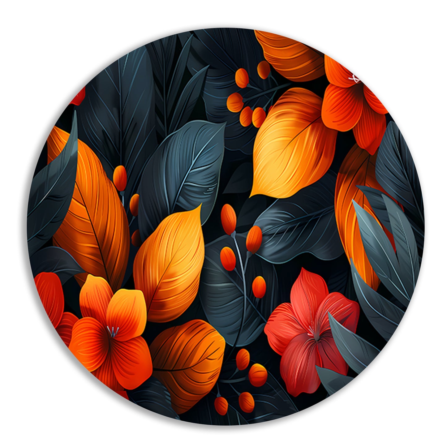 Moderne Dans van Oranje en Rode Bloemen forex muurcirkel