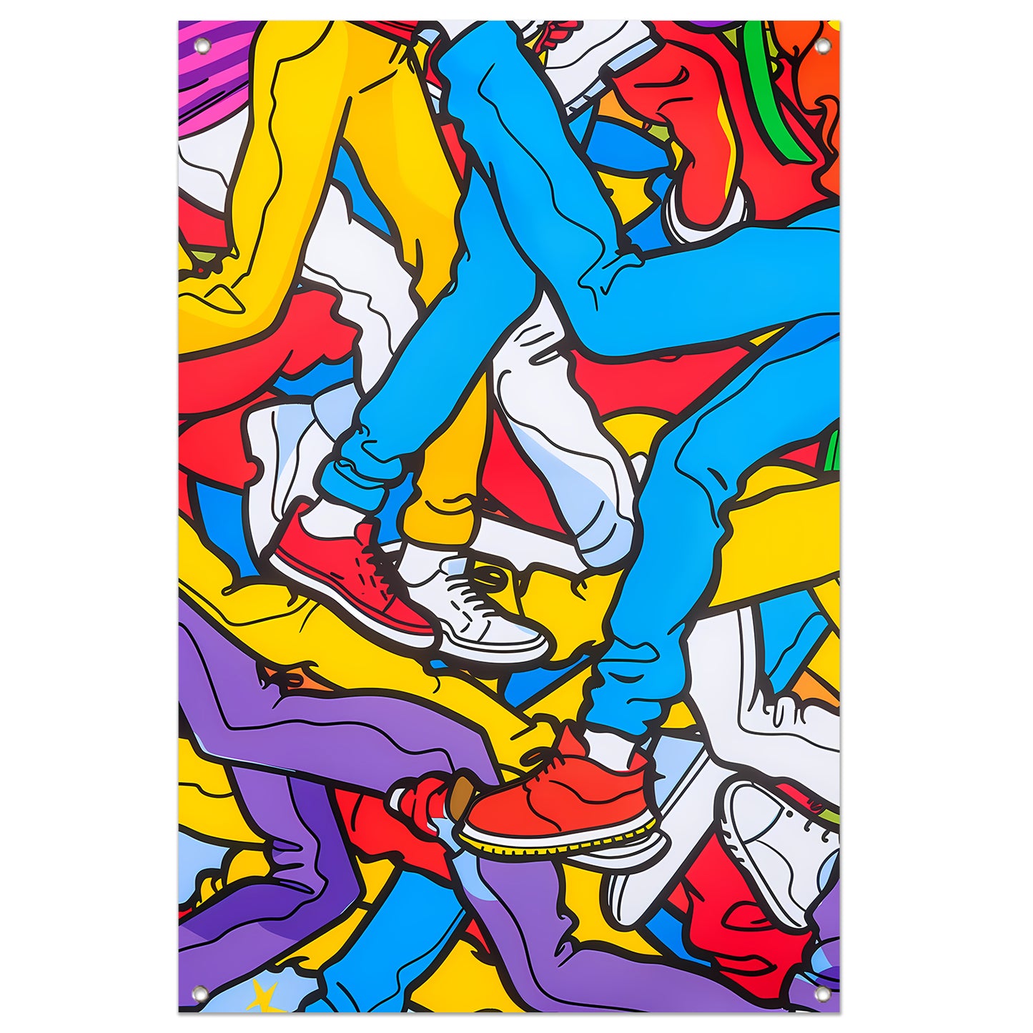 Kleurrijke benen en schoenen in abstracte stijl tuinposter