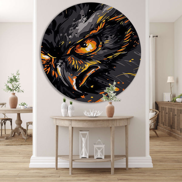 Dynamisch abstract portret van een uil forex muurcirkel
