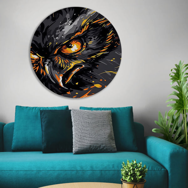 Dynamisch abstract portret van een uil forex muurcirkel
