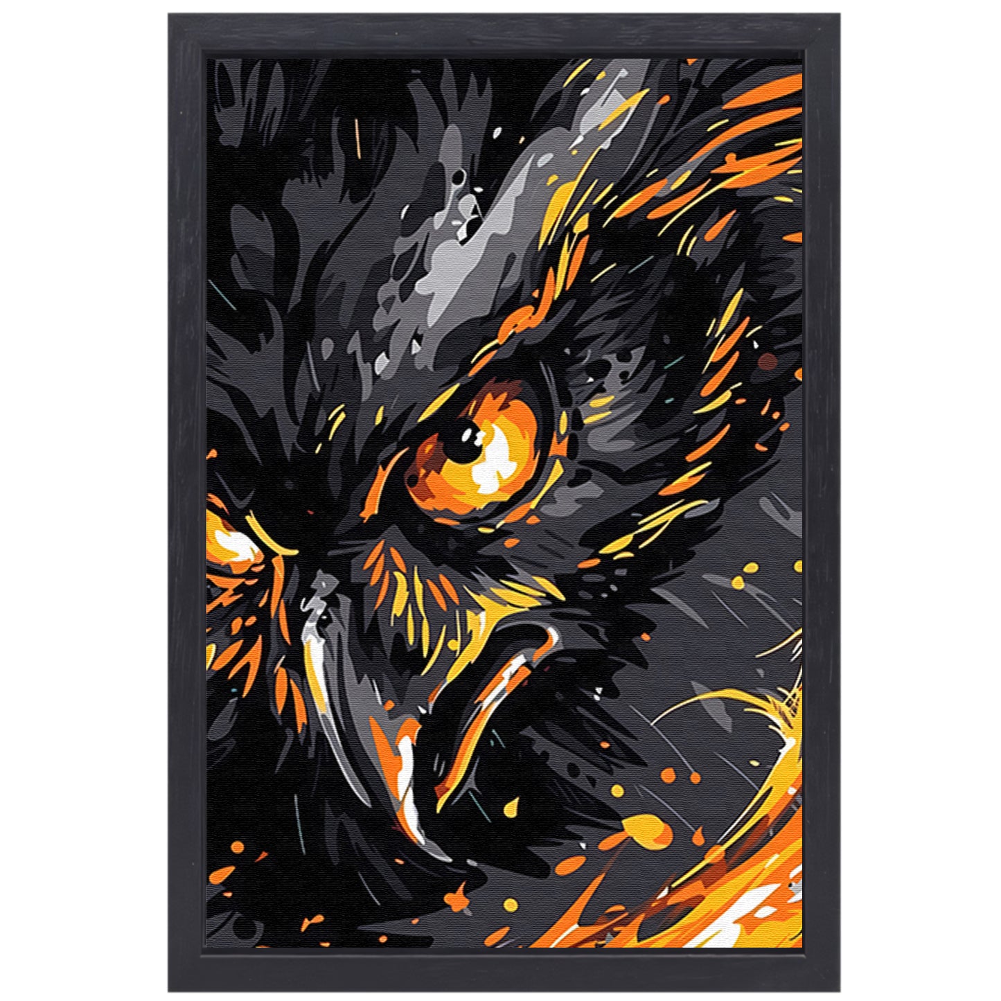 Dynamisch abstract portret van een uil canvas met baklijst